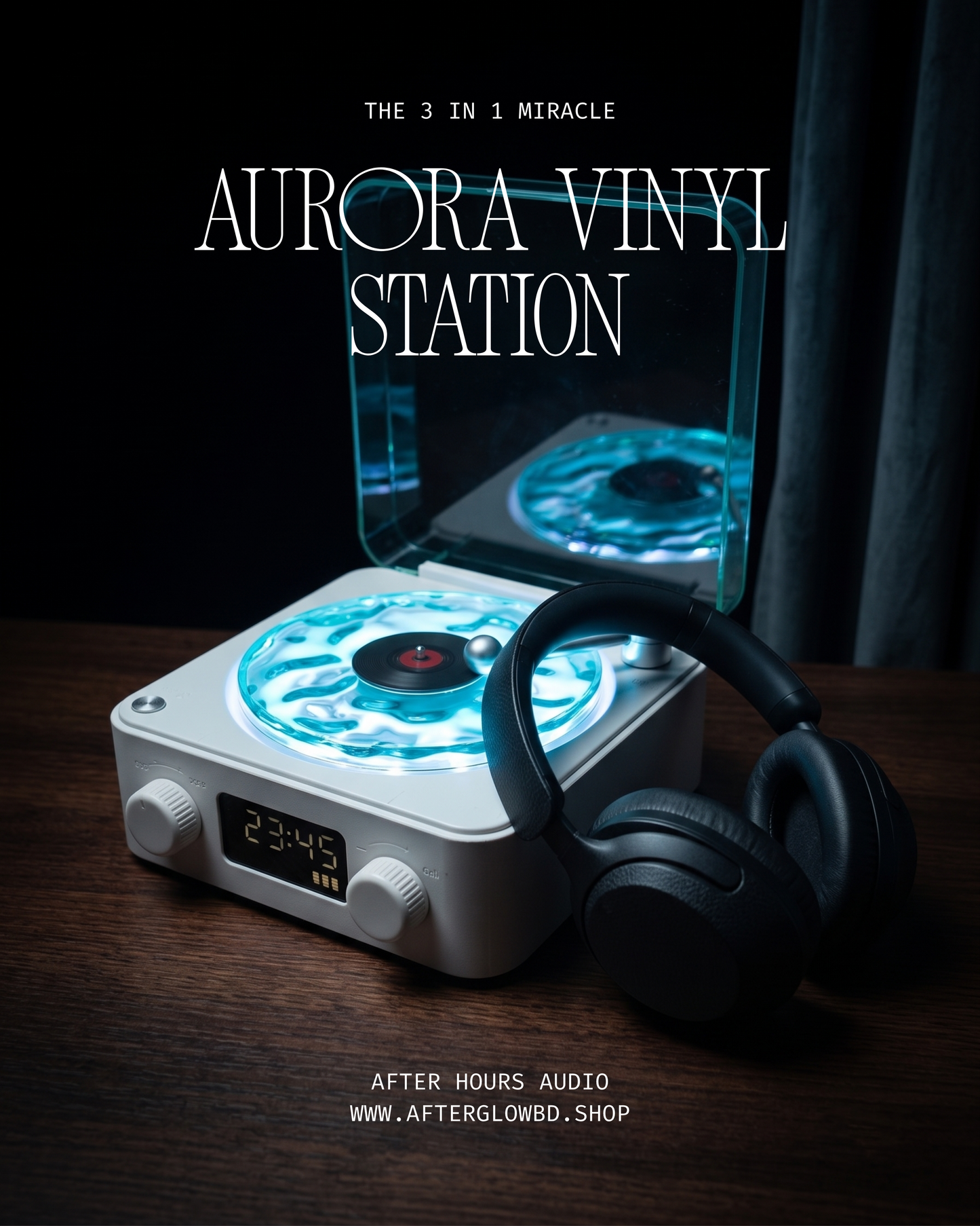 The Aurora Vinyl Station | 3-in-1 Aurora Lamp, Speaker & Clock (With Special Gift Box)