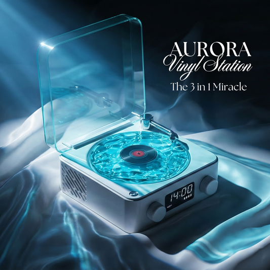 The Aurora Vinyl Station | 3-in-1 Aurora Lamp, Speaker & Clock (With Special Gift Box)