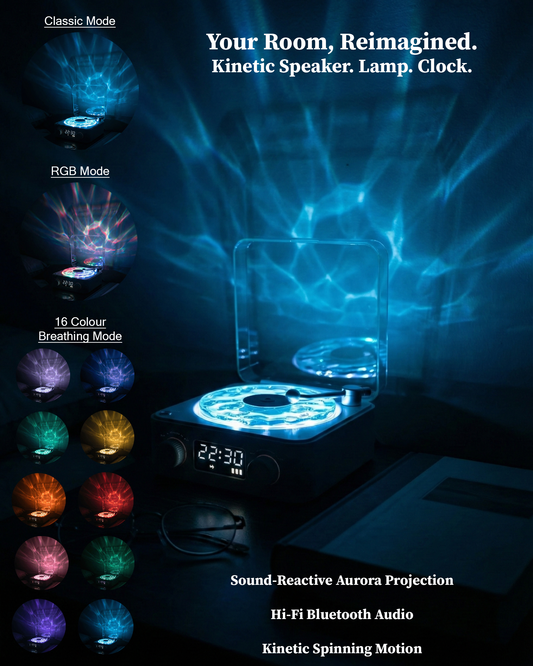 The Aurora Vinyl Station | 3-in-1 Aurora Lamp, Speaker & Clock (With Special Gift Box)